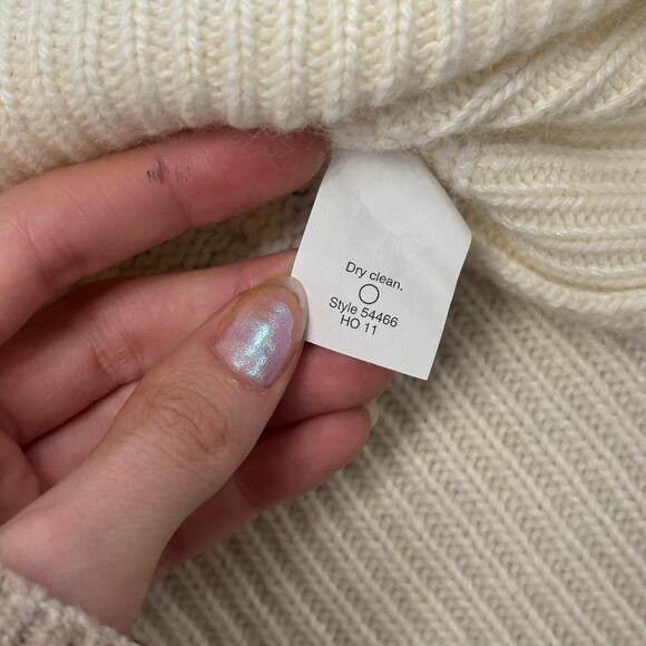 J.Crew‎ Cream Womens Medium Angora Wool Honeycomb Cable Knit Crewneck Sweater - Picture 6 of 9